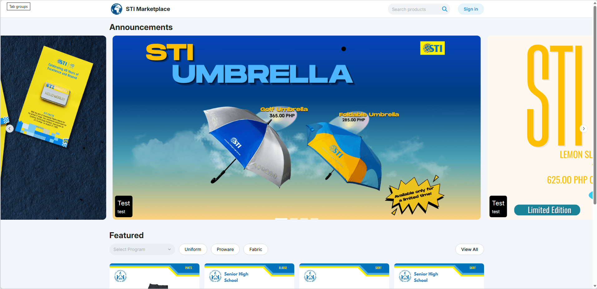 Online Ordering Website for STI College Fairview Proware